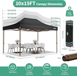 COBIZI 10x15 Pop Up Canopy Tent Heavy Duty with Sidewall, Commercial Outdoor Easy Pop Up Gazebo for Party Wedding All