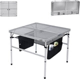 Nice C Square Table for Grill, Folding Table, Camping Table, Outdoor Table, Card Table, Height Adjustable, Mesh Bag