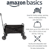 Amazon Basics Collapsible Folding Heavy Duty Utility Wagon for Outdoor Sports, 265 pounds Weight Capacity, Camping, Garden,