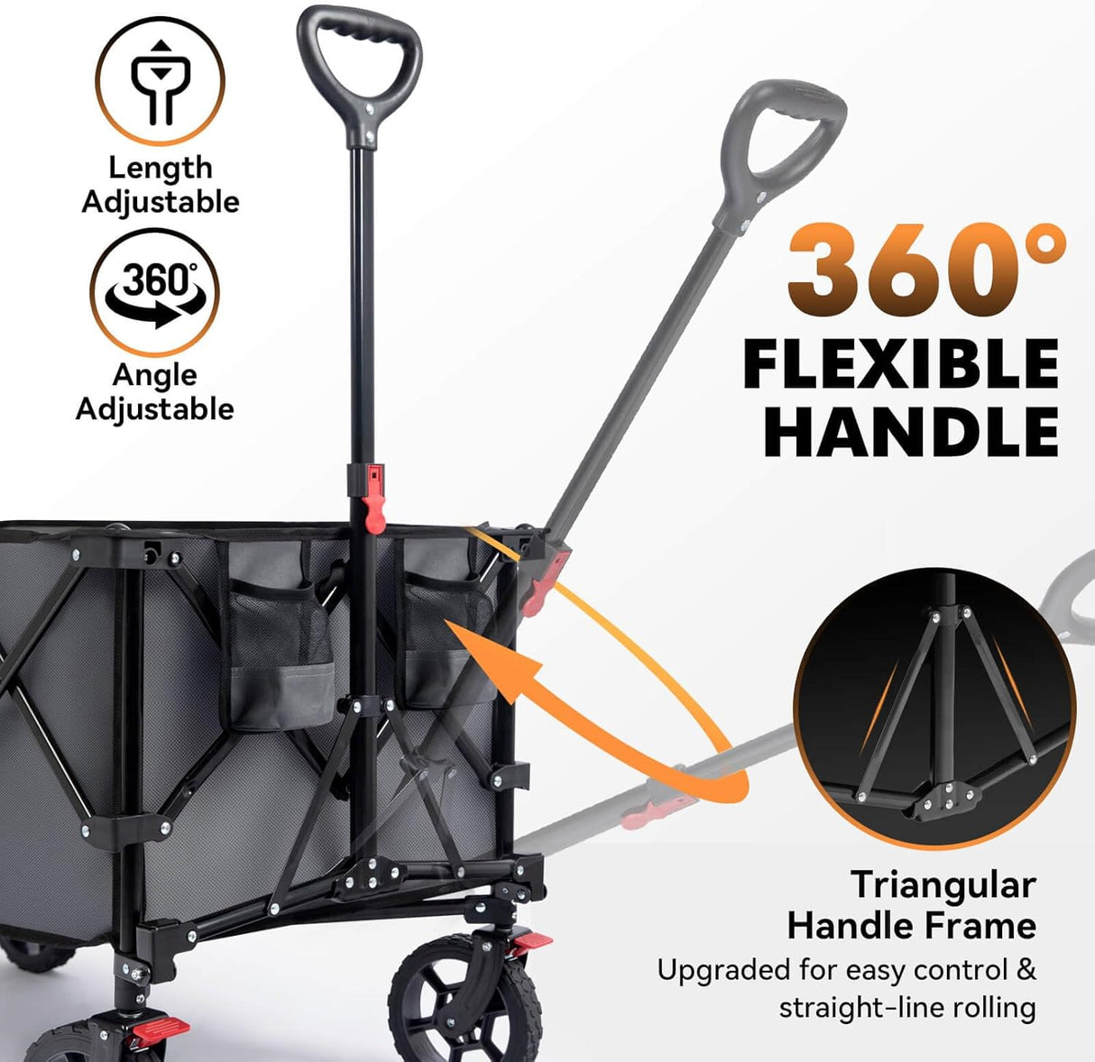 Hikenture Collapsible Wagon - 330LBS Capacity, Extra Large Foldable Wagon with All-Terrain Wheels, Utility Beach Cart for