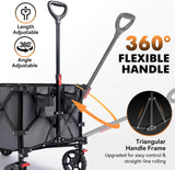 Hikenture Collapsible Wagon - 330LBS Capacity, Extra Large Foldable Wagon with All-Terrain Wheels, Utility Beach Cart for