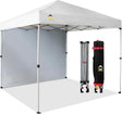 CROWN SHADES 8x8 Pop Up Canopy with 1 Side Wall - Beach Tent with One Push Setup - Outdoor Sun Shade for Events, Parties,