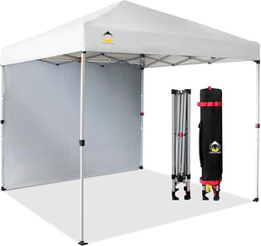 CROWN SHADES 8x8 Pop Up Canopy with 1 Side Wall - Beach Tent with One Push Setup - Outdoor Sun Shade for Events, Parties,