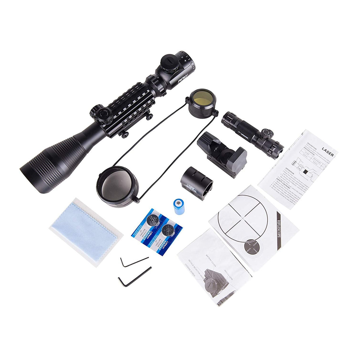 Pinty Nova 3-in-1 4-12x50 SFP Rifle Scope Combo, Green Laser, alternate view 10
