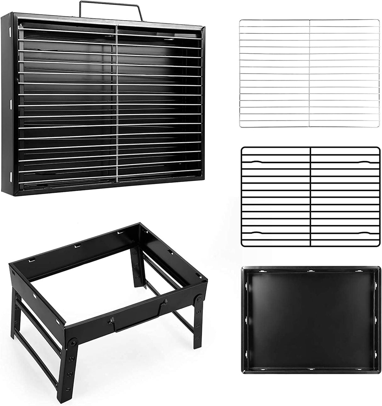 Charcoal Grill, Portable Folding Barbecue Grill BBQ Grill Desk Tabletop Outdoor Stainless Steel Camping Grill for Picnic