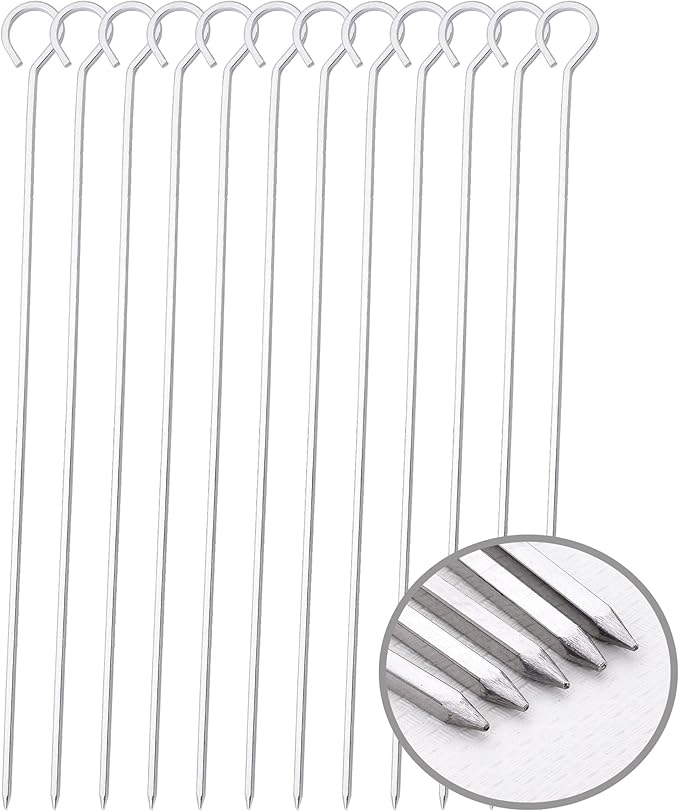 12 inch Barbecue Skewers Metal BBQ Sticks,12Pack Stainless Steel Square Skewer,Kebob,kabob Sets for Grill Outings Cooking