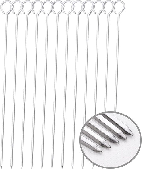 12 inch Barbecue Skewers Metal BBQ Sticks,12Pack Stainless Steel Square Skewer,Kebob,kabob Sets for Grill Outings Cooking