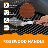 ENLOY Grill Brush and Scraper for Barbecue, 17" Grill Brush for Outdoor Grill, Extended Rosewood Handle and 2 Replaceable