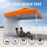 CROWN SHADES 10x10 Pop Up Canopy with 1 Side Wall - Beach Tent with One Push Setup - Outdoor Sun Shade for Events, Parties,
