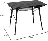 PORTAL Camping Table Foldable Portable with Adjustable Legs, Aluminum Folding Table Roll Up Table with Carrying Bag for