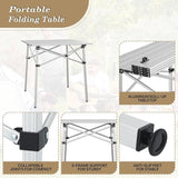 Athena Collection Foldable Camping Table, 28" Small Aluminum Outdoor Folding Camp Table with Roll Up Tabletop and Carry Bag,