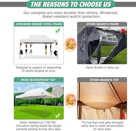 COBIZI 10x15 Pop Up Canopy Tent Heavy Duty with Sidewall, Commercial Outdoor Easy Pop Up Gazebo for Party Wedding All