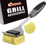 Grill Cleaning Brush Bristle Free for Outdoor Grill Brush Extended Handle for Cast Iron Stainless-Steel Grates, Replaceable