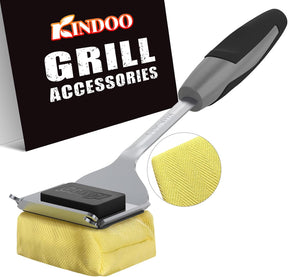 Grill Cleaning Brush Bristle Free for Outdoor Grill Brush Extended Handle for Cast Iron Stainless-Steel Grates, Replaceable