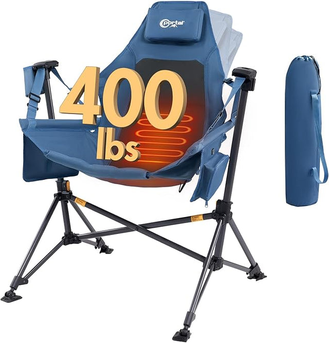 Portal Heated Hammock Camping Chair, Portable Outdoor Swinging Chairs, Rocking Chair for Adults with Adjustable Back and