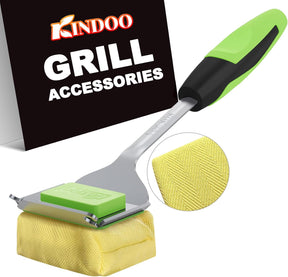 Grill Brush Bristle Free for Outdoor Grill, Steam Grill Cleaning Brush Replaceable BBQ Cleaner Brush Head,Extended Handle,