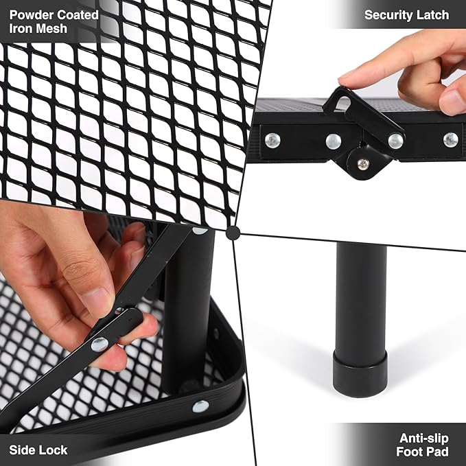 RedSwing Folding Grill Table with Extra Space, Adjustable Height Portable Small Stand Table for Outdoor Indoor Camping