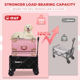 Collapsible Wagon Cart with Wheels Foldable,11 Lbs Lightweight Portable Folding Utility Wagon,90 L Heavy Duty Grocery