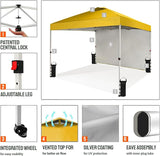 CROWN SHADES 10x10 Pop Up Canopy with 1 Side Wall - Beach Tent with One Push Setup - Outdoor Sun Shade for Events, Parties,