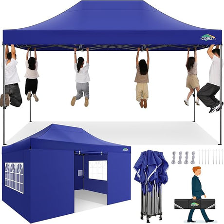 COBIZI 10x15 Pop up Canopy Heavy Duty Tent with 4 sidewalls Commercial Outdoor Canopy Event Tents All Season Wind &