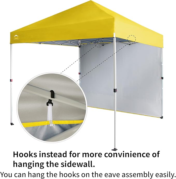 CROWN SHADES 8x8 Pop Up Canopy with 1 Side Wall - Beach Tent with One Push Setup - Outdoor Sun Shade for Events, Parties,