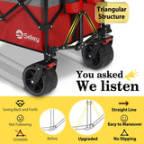 Sekey 48''L Collapsible Foldable Extended Wagon with 440lbs Weight Capacity, Heavy Duty 300L Folding Utility Garden Cart