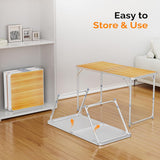 VINGLI 4FT White Folding Table with Carrying Handle Height Adjustable Lightweight Fold Up Portable for Indoor Outdoor