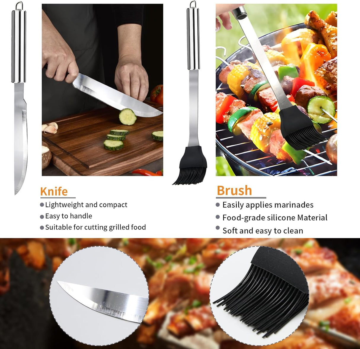 11Pcs Stainless Steel BBQ Grilling Accessories Set, Dad Gifts for Fathers Day Grilling Gifts,Portable Practical Grill Tools