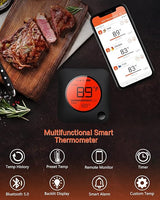 BFOUR Meat Thermometer Wireless Bluetooth, LCD Digital Meat Thermometer with Dual Probe, Wireless Remote BBQ Thermometer for