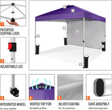 CROWN SHADES 10x10 Pop Up Canopy with 1 Side Wall - Beach Tent with One Push Setup - Outdoor Sun Shade for Events, Parties,