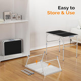 VINGLI 3FT Small Camping Table Adjustable Height Aluminum Folding Table for Picnic Party BBQ, Plastic RV Suitcase Table