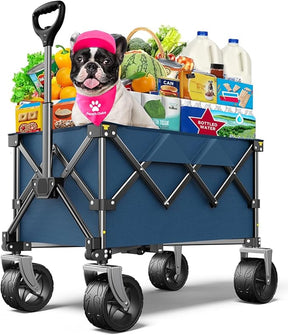 Beach Wagon,Collapsible-Wagon 220lbs with Big Wheels FoldableWagon Carts,Portable Utility for Garden Grocery Sports Camping