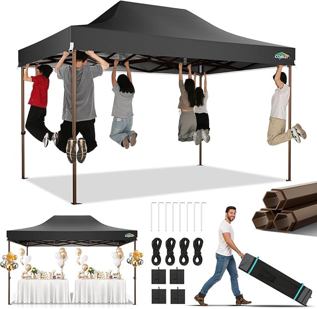 COBIZI 10x15 Pop Up Canopy Tent Heavy Duty Without Sidewall, Commercial Outdoor Easy Pop Up Gazebo for Party Wedding All