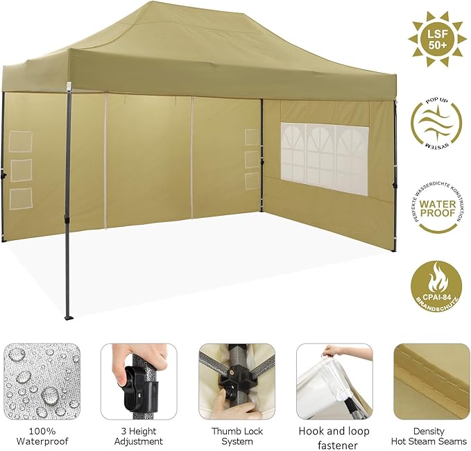 COBIZI 10x15 Heavy Duty Pop up Canopy Tent with 4 sidewalls Commercial Outdoor Canopy Wedding Party Tents for Wedding All