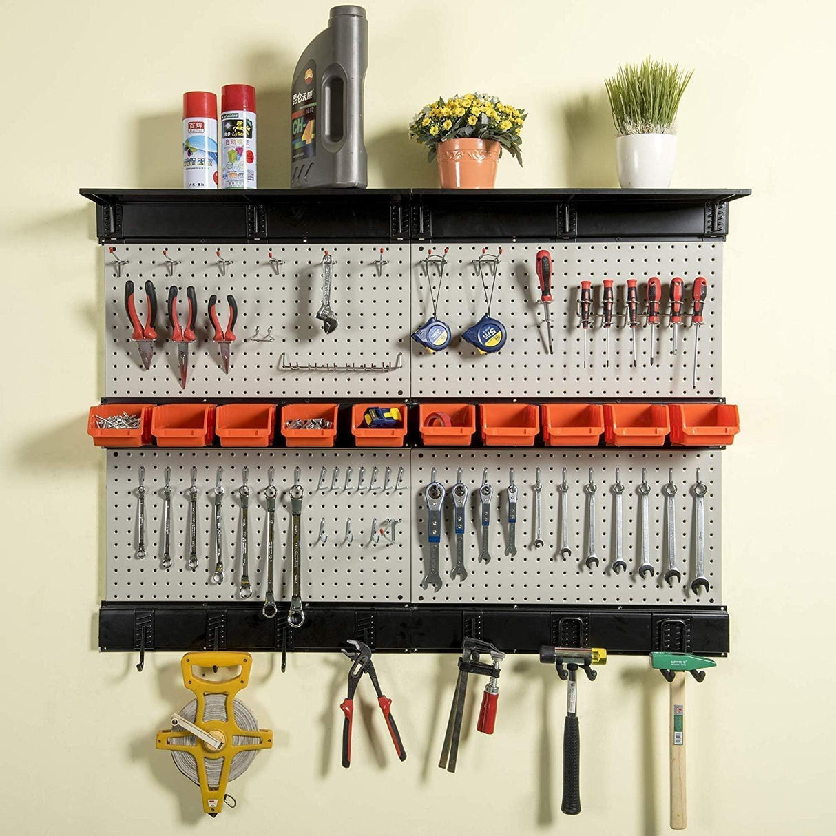 Ultrawall Pegboard Wall Organizer, 48X 36 inch Garage Storage Pegboard with Hooks Storage Bins Tool Board Panel Tool