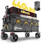 Sekey 48''L Collapsible Foldable Extended Wagon with 440lbs Weight Capacity, Heavy Duty 300L Folding Utility Garden Cart