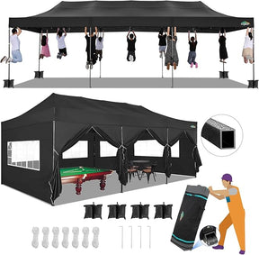 COBIZI 10x30 Pop up Canopy Tent 10x30 Canopy with Sidewalls, Heavy Duty Party Tent Tents for Parties, Foldable UPF 50+