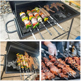 Large Metal Skewers For Grilling,Shish Kebab Skewer 23.6" Skewers For Kabobs Flat Barbecue Skewer Stainless Steel BBQ Grill