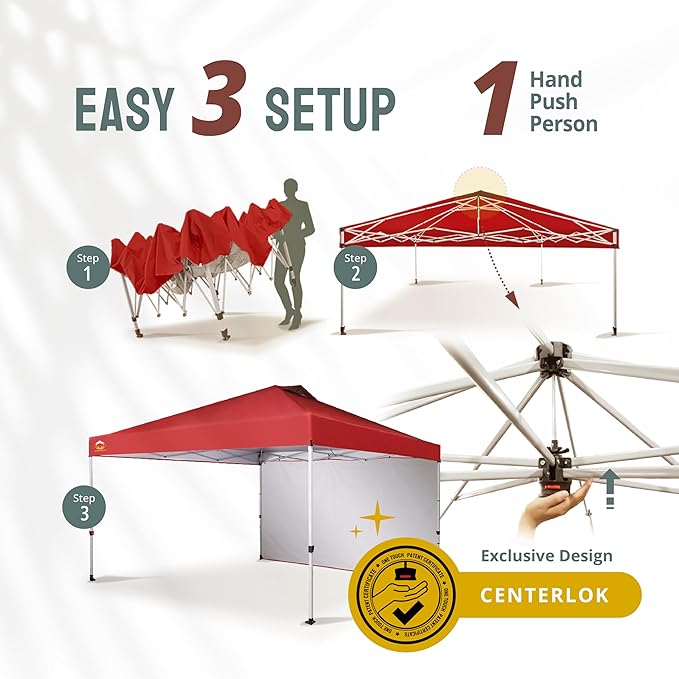 CROWN SHADES 12x12 Pop Up Canopy Tent Instant Commercial with 150D Silver Coated Fabric Including 1 Removable Sidewall, 4