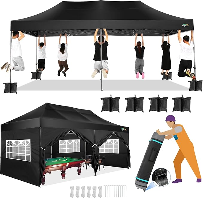 COBIZI 10x20 Canopy with Sidewalls, Heavy duty Party Tent Pop up carpas para fiestas, Tents for Parties, wedding, Outdoor Ez