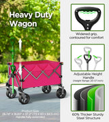 Beach Wagon,Collapsible-Wagon 220lbs with Big Wheels FoldableWagon Carts,Portable Utility for Garden Grocery Sports Camping