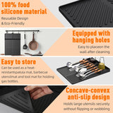 Silicone Grill Mat Compatible with Blackstone, Silicone Griddle Tools with Drip Pad, Spatula Mat for Outdoor Grill Kitchen