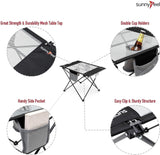 SUNNYFEEL Outdoor Folding Table | Lightweight Mesh Compact Camping Table, Roll Up Top 2 People Portable Camp Tables with