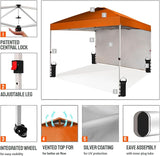 CROWN SHADES 10x10 Pop Up Canopy with 1 Side Wall - Beach Tent with One Push Setup - Outdoor Sun Shade for Events, Parties,