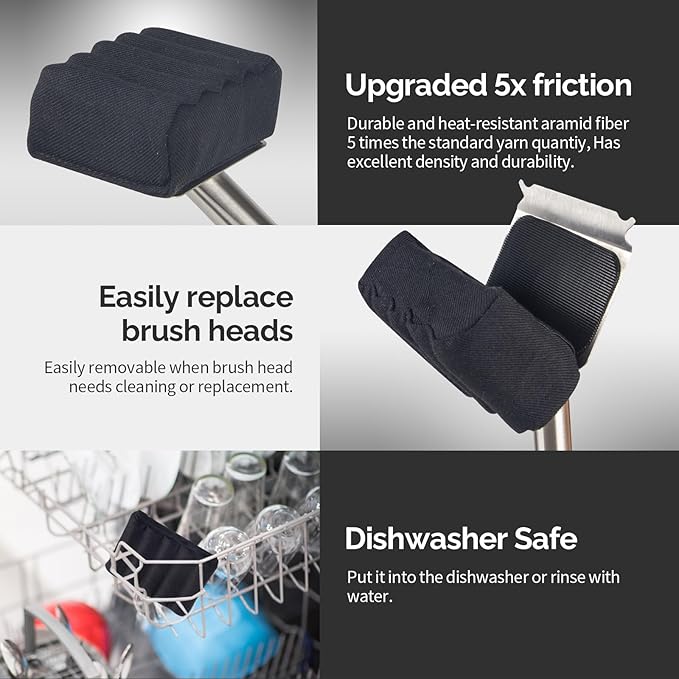 Grill Brush Bristle Free,Unique Wave pad for Cast Iron/Stainless-Steel Grates, (Only Replaceable Cleaning Head No Grill