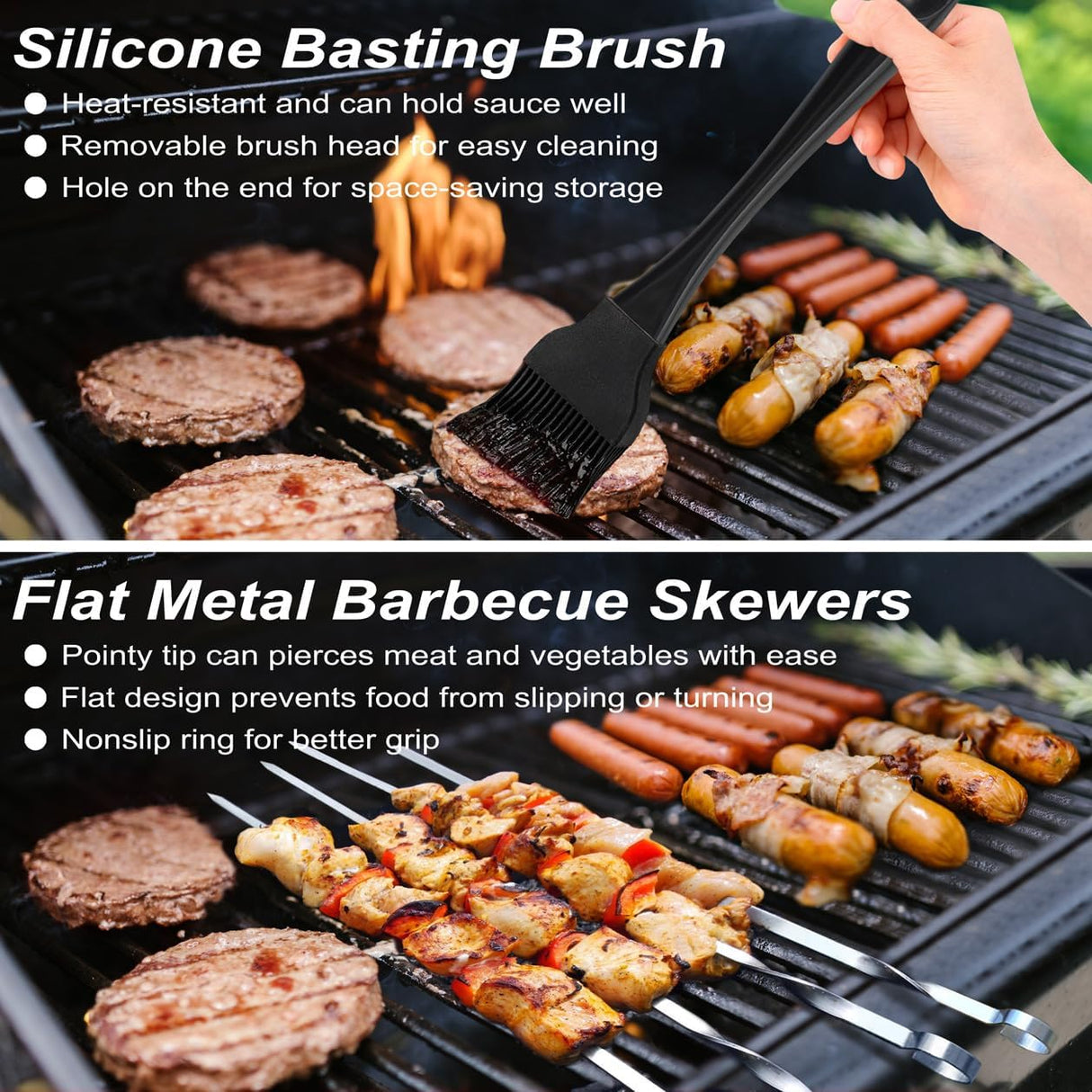 POLIGO 22PCS Heavy Duty BBQ Grill Accessories Set, Non-Slip Grill Tools for Outdoor Grill Set Thicker Stainless Steel Grill