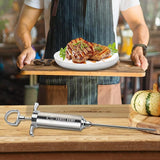 Meat Injector Syringe Kit with 3 Professional Marinade Injector Needles for BBQ Grill Smoker, Turkey and Brisket; 2-oz Large
