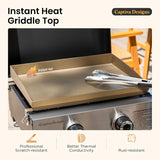 Captiva Designs 17 Inch 2 Burner Portable Propane Gas Griddle Grill with Lid, Outdoor Foldable Flat Top Grill with Stand for