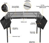 Camping Table 3FT Grill Table with 2×7/15L Storage Bag Foldable Folding Table Picnic Portable Stand Mesh 2 Height Adjustable