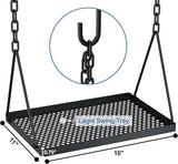 RELIANCER Grill Swing,Campfire Grill Cooking Stand w/8 Hooks & Storage Bag,Cast Iron BBQ Party Swing Grilling Cooking